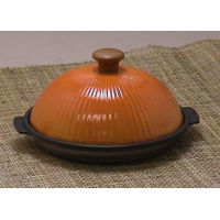 半圆球型蒸锅（大）橙色铝：氟加工