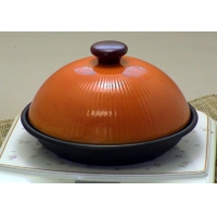 电磁炉用半圆球型蒸锅（大）橙色铝：氟加工